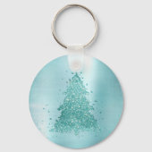 Elegante kerstboom | Luxe Aqua Mint Splatter Sleutelhanger (Voorkant)