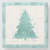Elegante kerstboom | Luxe Aqua Mint Splatter Stenen Onderzetter (Voorkant)