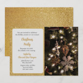 Elegante kerstboom met gouden glitterfeest  kaart (Voorkant / Achterkant)