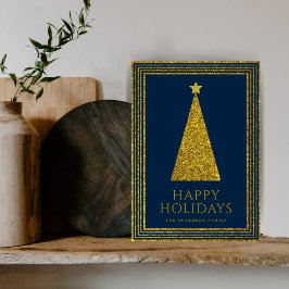 Elegante kerstboom met Navy goud glitters Feestdagenkaart