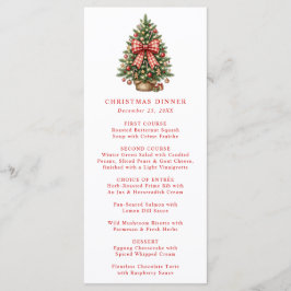 Elegante kerstboom met rode gingham strik in water menu
