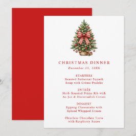 Elegante kerstboom met rode gingham strik in water menu