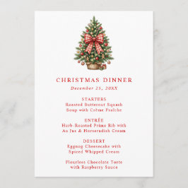 Elegante kerstboom met rode gingham strik in water menu