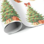 Elegante kerstboom met rode strik en Cadeaus - Cadeaupapier (Rol Hoek)