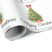 Elegante kerstboom met rode strik en Cadeaus - Cadeaupapier (Rol Hoek)