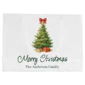 Elegante kerstboom met rode strik en Cadeaus - Groot Cadeauzakje (Achterkant)