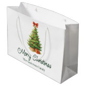 Elegante kerstboom met rode strik en Cadeaus - Groot Cadeauzakje (Achterkant Gekanteld)