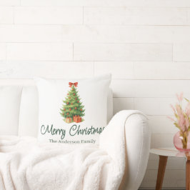 Elegante kerstboom met rode strik en Cadeaus - Kussen