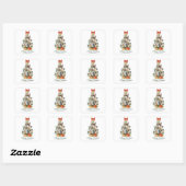 Elegante kerstboom met rode strik en cadeaus - vierkante sticker (Vel)