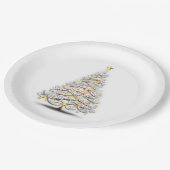 Elegante kerstboom met sprankelende lichtjes papieren bordje (Gekanteld)