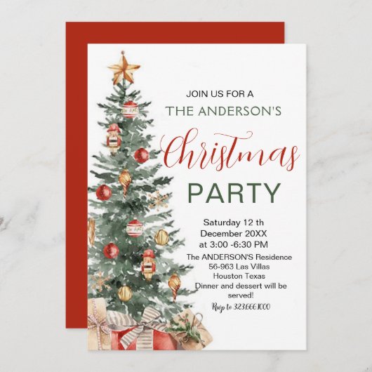 Elegante Kerstboom Moderne Partij Kaart (Voorkant / Achterkant)