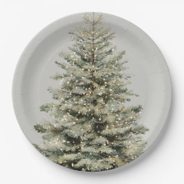 Elegante Kerstboom Papieren Borden met Glitters Bordje