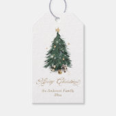 Elegante Kerstboom Prettig Kerstfeest Cadeaulabel (Voorkant)