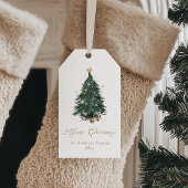Elegante Kerstboom Prettig Kerstfeest Cadeaulabel
