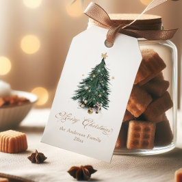 Elegante Kerstboom Prettig Kerstfeest Cadeaulabel