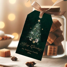 Elegante Kerstboom Prettig Kerstfeest Cadeaulabel