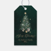 Elegante Kerstboom Prettig Kerstfeest Cadeaulabel (Voorkant)