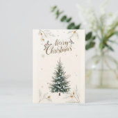 Elegante kerstboom & "Prettig Kerstfeest" kaart. Kaart (Staand voorkant)