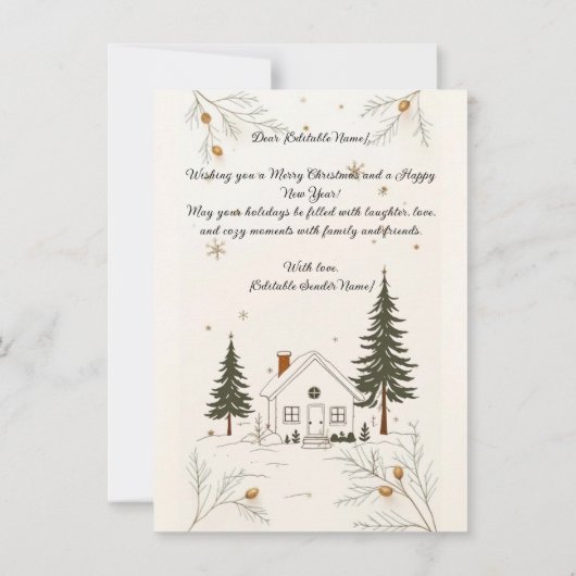 Elegante kerstboom & "Prettig Kerstfeest" kaart. Kaart (Achterkant)