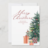 Elegante Kerstboom Prettig Kerstfeest Rood Feestdagenkaart (Voorkant)