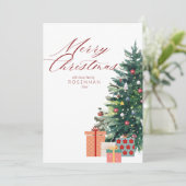 Elegante Kerstboom Prettig Kerstfeest Rood Feestdagenkaart (Staand voorkant)