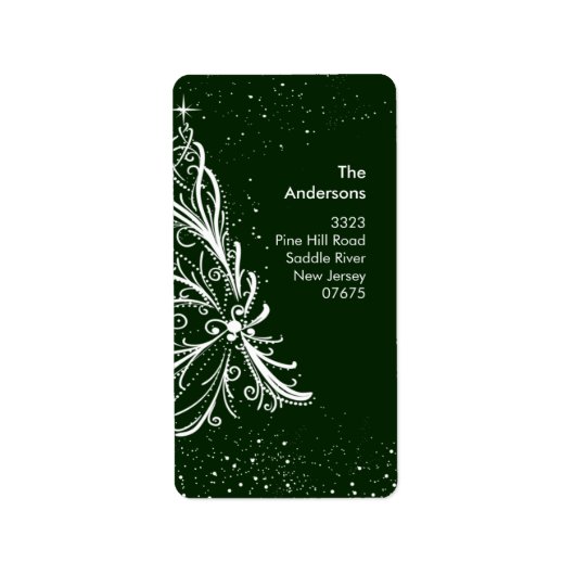 Elegante kerstboom retour adres label (Voorkant)