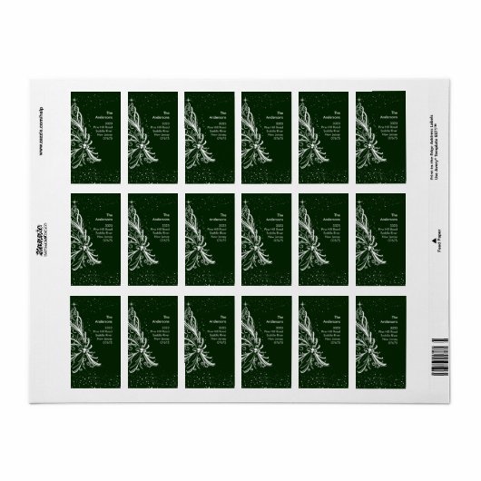 Elegante kerstboom retour adres label (Full Sheet)
