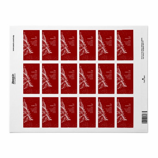 Elegante kerstboom retour adres label (Full Sheet)