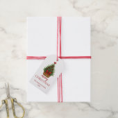 Elegante Kerstboom – Rode Lint Cadeaulabel (Met Touw)