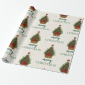 Elegante Kerstboom – Rode Lint  Cadeaupapier (Uitgerold)