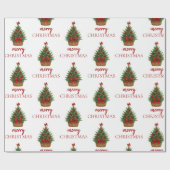 Elegante Kerstboom – Rode Lint Cadeaupapier (Vlak)