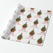 Elegante Kerstboom – Rode Lint Cadeaupapier (Uitgerold)