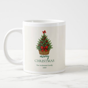 Elegante Kerstboom – Rode Lint  Grote Koffiekop