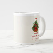 Elegante Kerstboom – Rode Lint Grote Koffiekop (Voorkant rechts)
