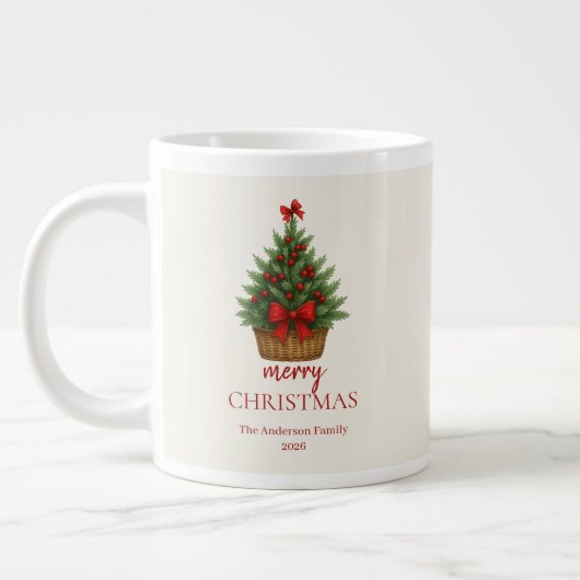 Elegante Kerstboom – Rode Lint Grote Koffiekop (Links)