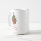 Elegante Kerstboom – Rode Lint  Koffiemok (Voorkant links)