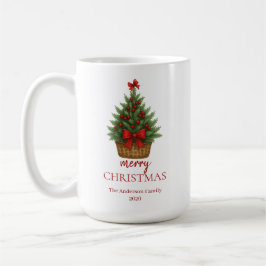 Elegante Kerstboom – Rode Lint  Koffiemok
