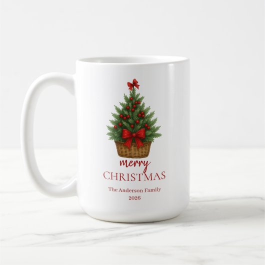 Elegante Kerstboom – Rode Lint  Koffiemok (Links)