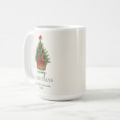 Elegante Kerstboom – Rode Lint Koffiemok (Voorkant links)