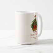 Elegante Kerstboom – Rode Lint  Koffiemok (Voorkant rechts)