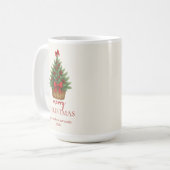 Elegante Kerstboom – Rode Lint  Koffiemok (Voorkant links)