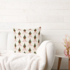 Elegante Kerstboom – Rode Lint  Kussen