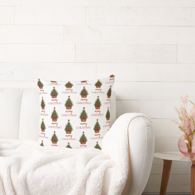 Elegante Kerstboom – Rode Lint  Kussen (Bank)