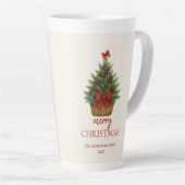 Elegante Kerstboom – Rode Lint  Latte Mok (Rechterhoek)