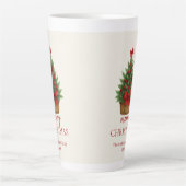 Elegante Kerstboom – Rode Lint  Latte Mok (Voorkant)