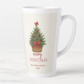 Elegante Kerstboom – Rode Lint  Latte Mok (Rechts)