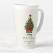 Elegante Kerstboom – Rode Lint  Latte Mok (Rechterhoek)