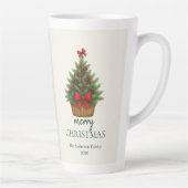 Elegante Kerstboom – Rode Lint  Latte Mok (Rechts)