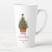 Elegante Kerstboom – Rode Lint  Latte Mok (Rechts)