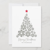 Elegante kerstboom rode ster feestdagenkaart (Voorkant)